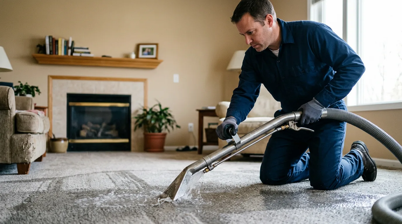 Water damage restoration technician working near Greenwich, NJ